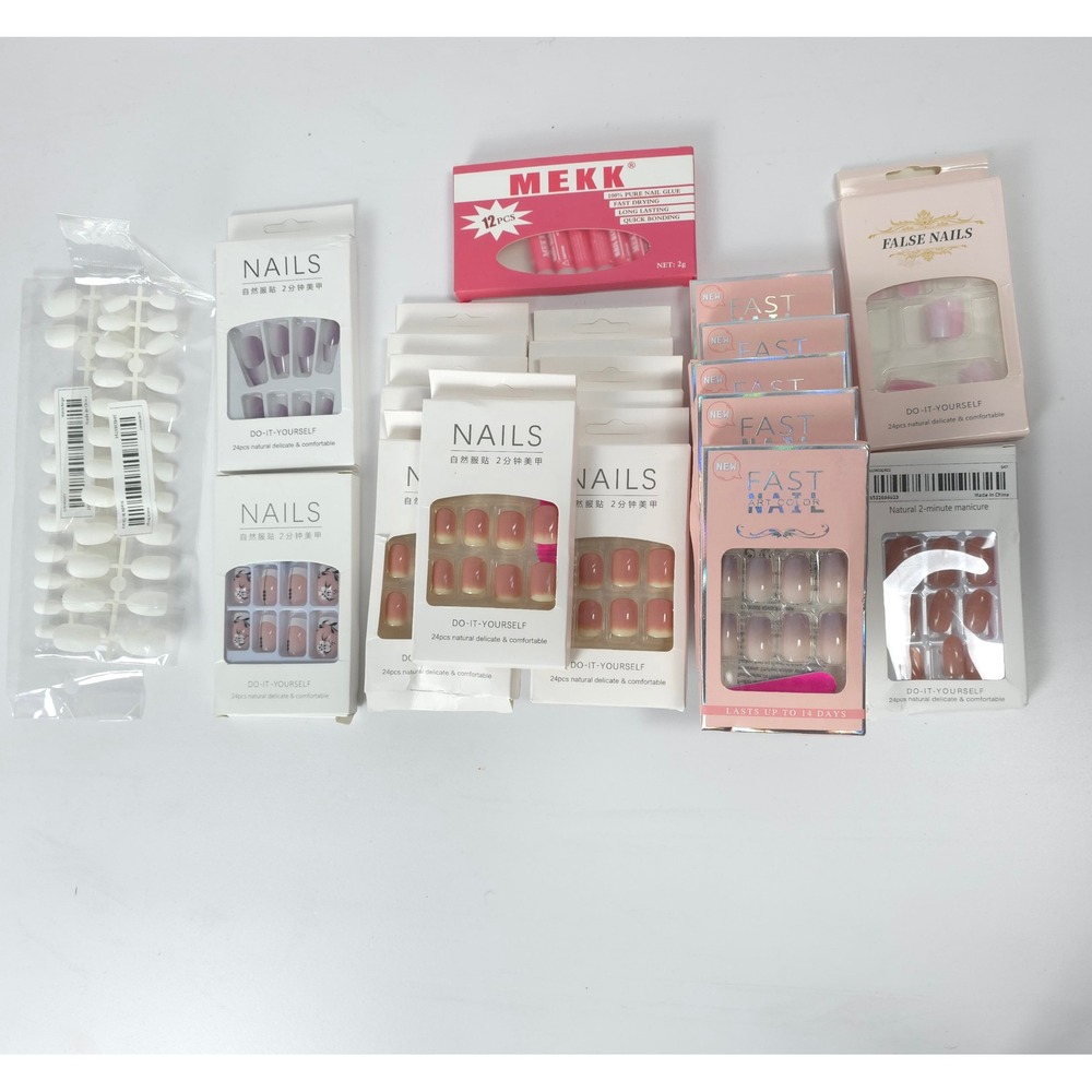 Press On Nails Bundle 18 Sets Glue Kit DIY Acrylic Fake Nails Mixed Lot Manicure